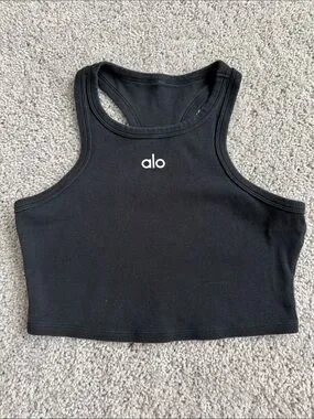 ALO Yoga | Tops | Alo Yoga Black Ribbed Racerback Crop Tank | Poshmark